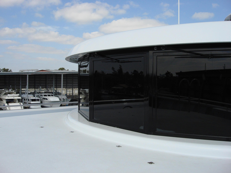 custom windshield Tinted marine glass on a yacht