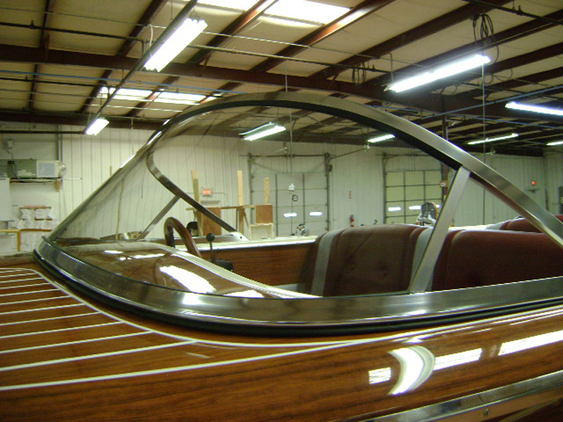 Marine glass on motorboat