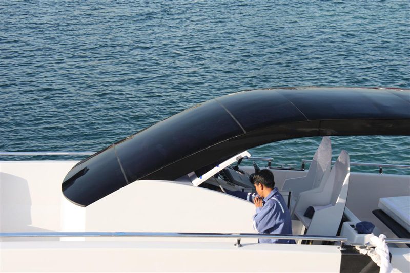 marine glass over the top of a yacht