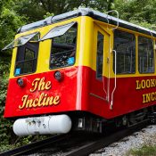 The incline railcar featuring ProCurve Glass design