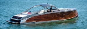 stancraft wooden boat with ProCurve glass windshield